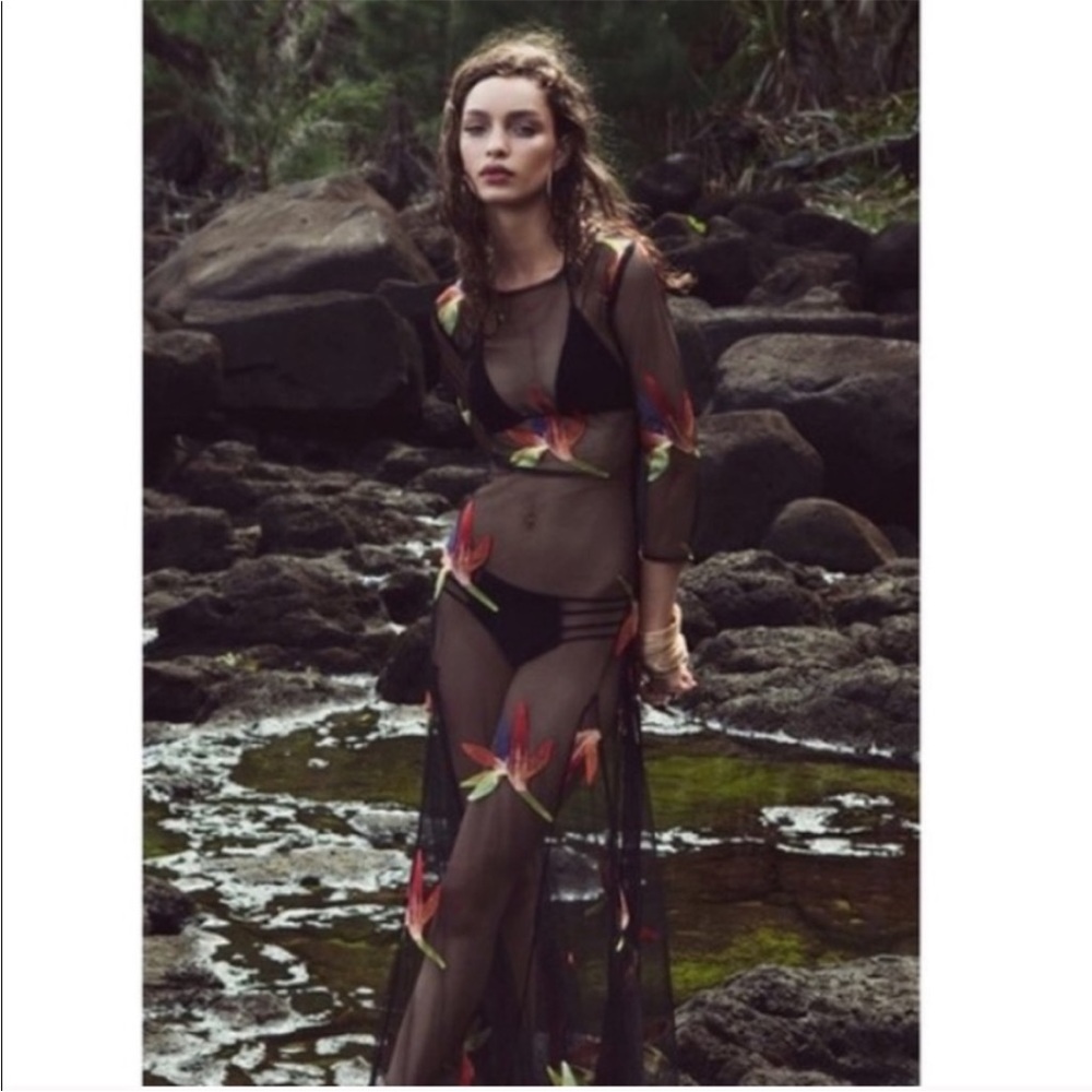 For Love and Lemons Birds of Paradise Maxi Dress in Black Womens Size Medium M